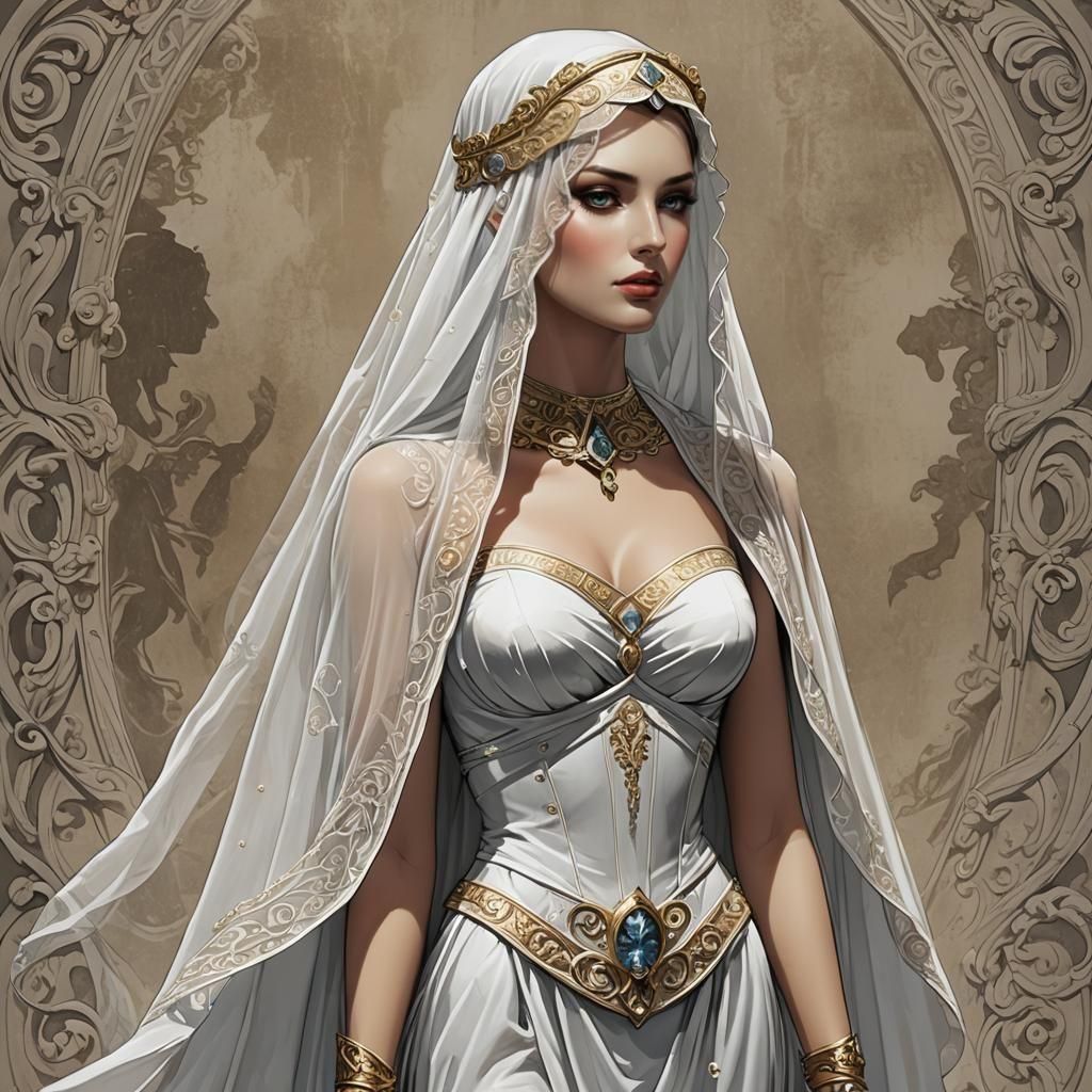 Veiled Mannequin in Comic Art Style