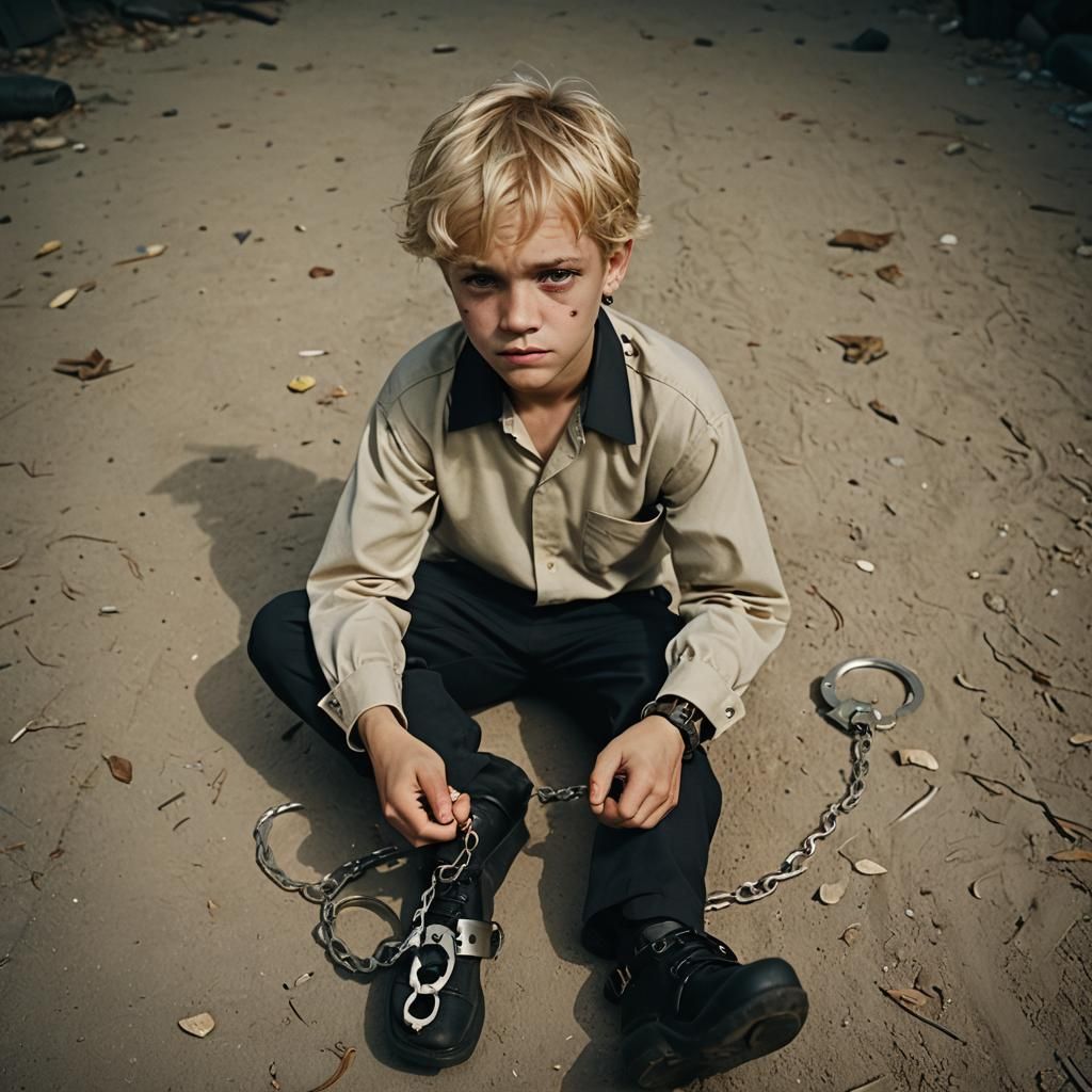 Dramatic Film Still: Boy in Handcuffs