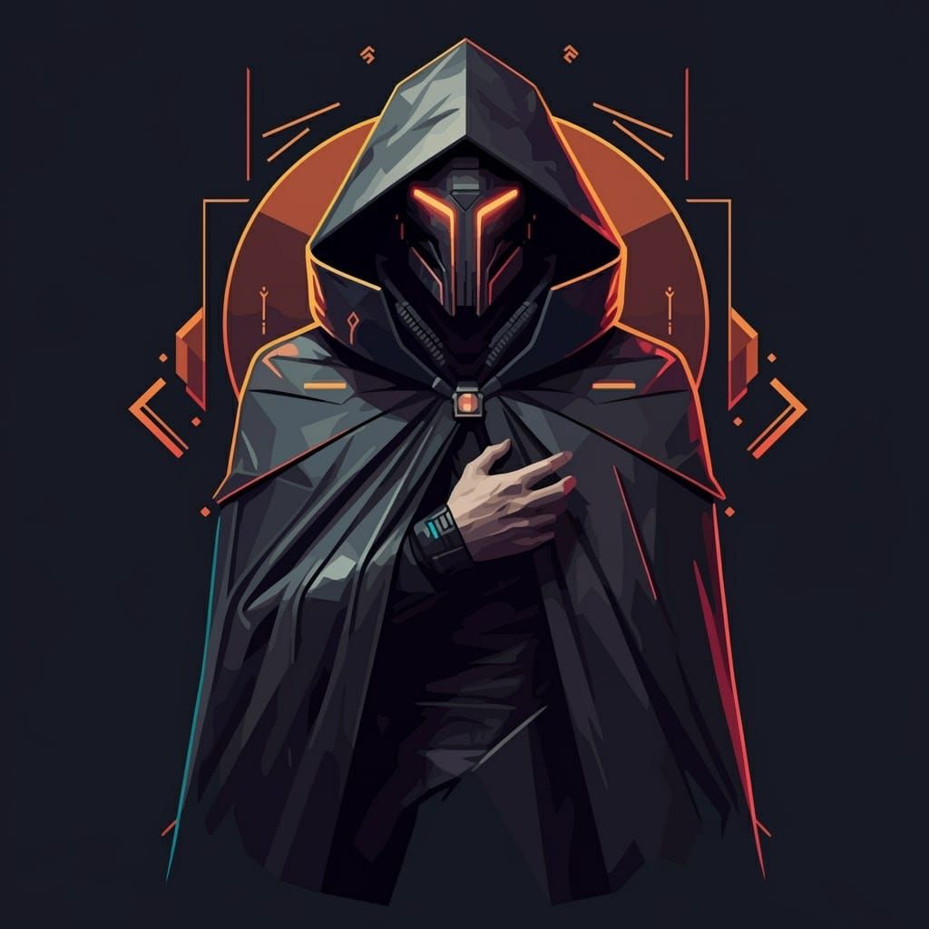 Cyberpunk Cyberlord in Geometric Art Nouveau Style