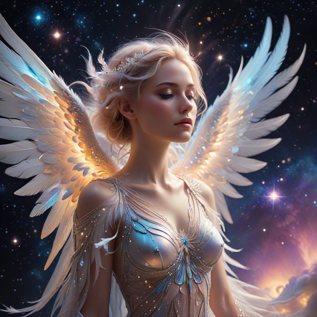 Angel of the Cosmos in Dreamy Pastel Hues
