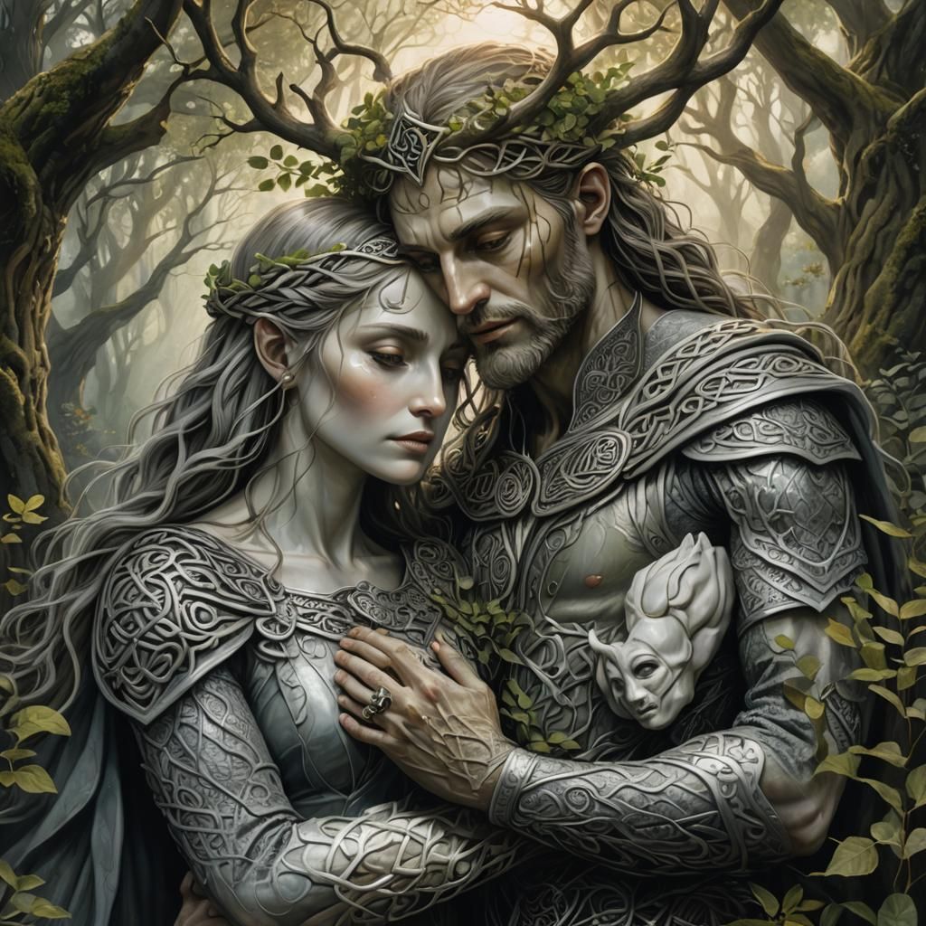 "Close-up, romantic image of the Celtic super beautiful god ...