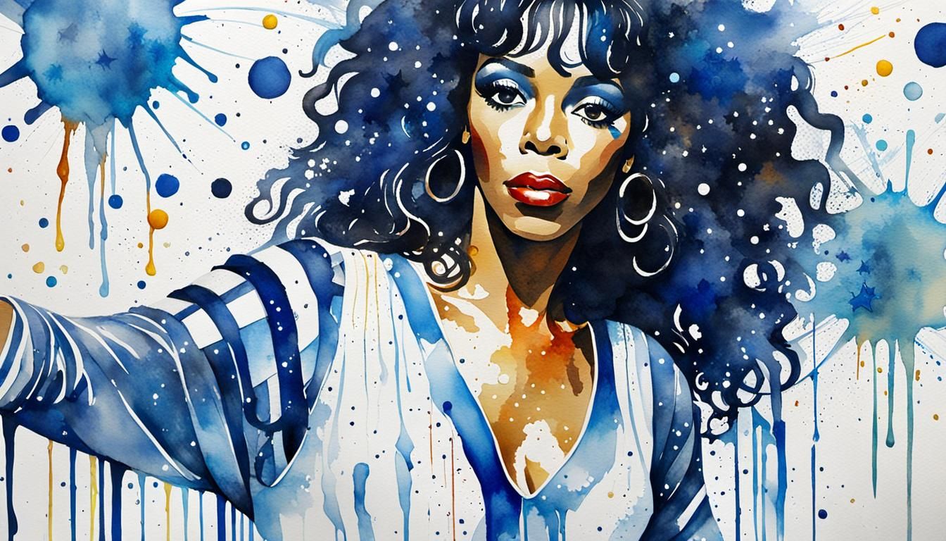 Donna Summer Pop Art Portrait in Watercolor Style
