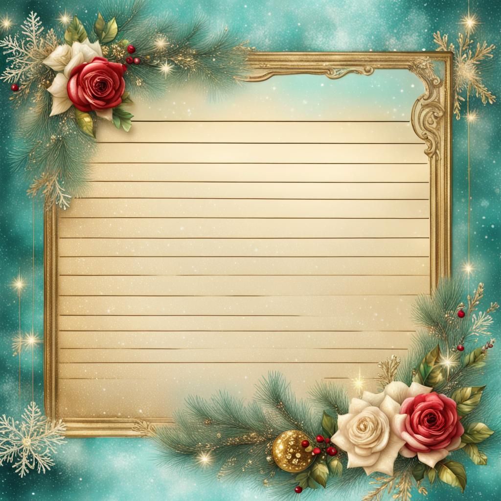 Aqua and Gold Christmas Scrapbook Page