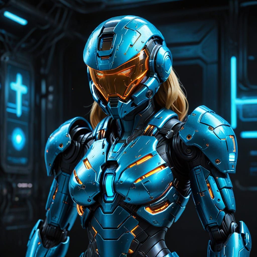 Samus Aran in Cyberpunk Tech Suite