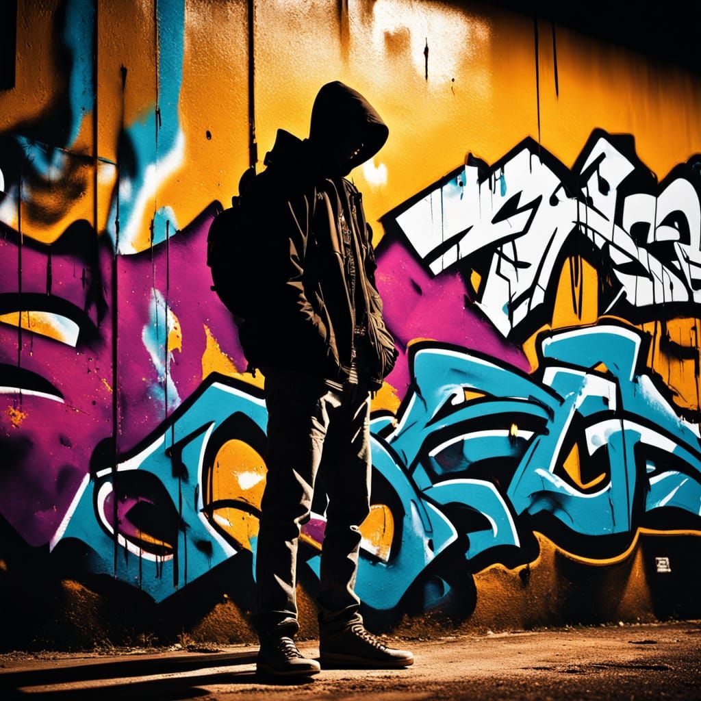 Gritty Urban Scene Under Bridge with Graffiti