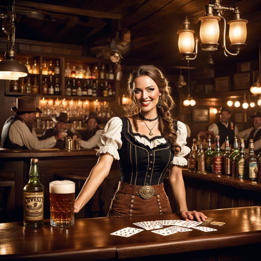 Saloon Bartender in Wild West Vintage Photo