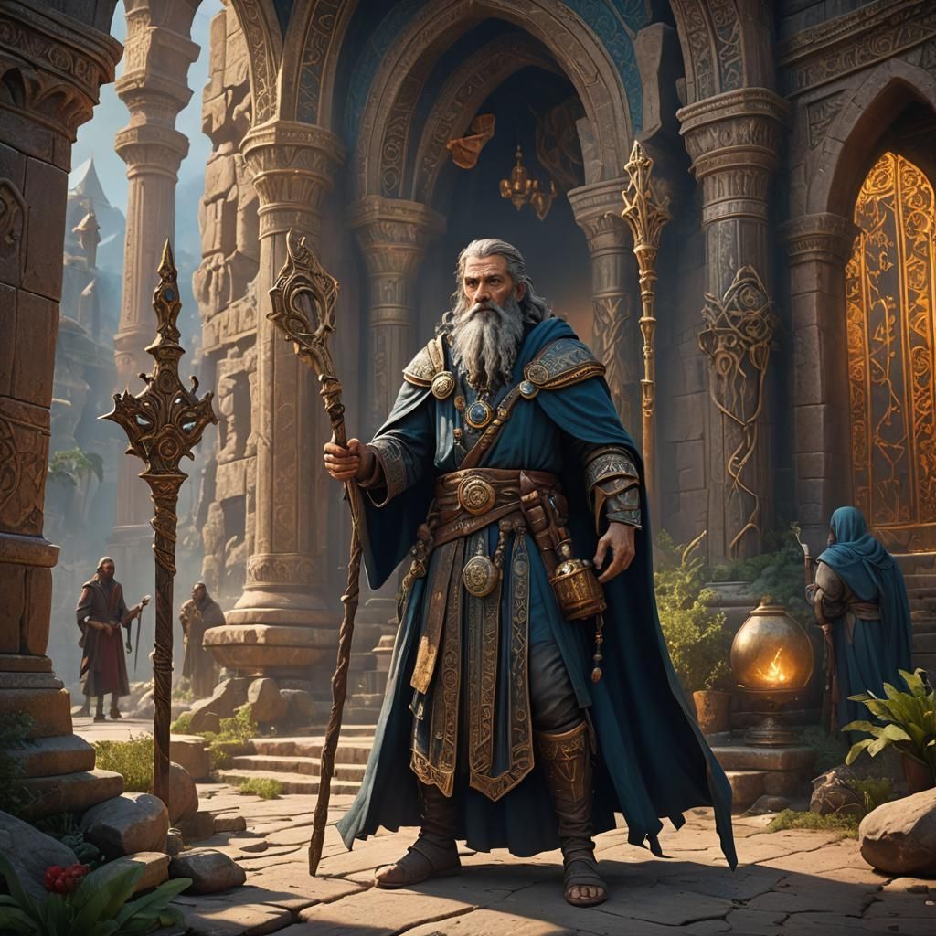 Samuel the Prophet with Staff: Fantasy Concept Art