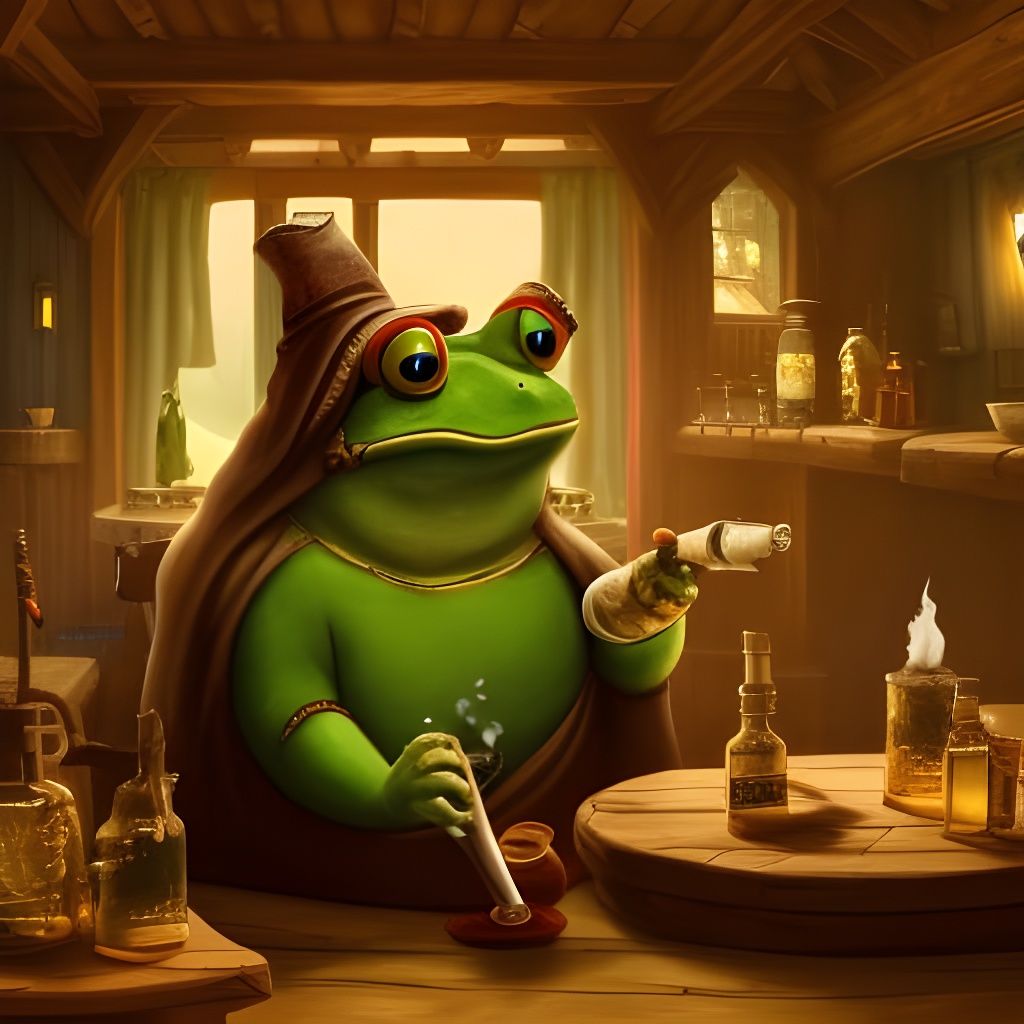 Pagan Frog in Saloon: Detailed Matte Painting