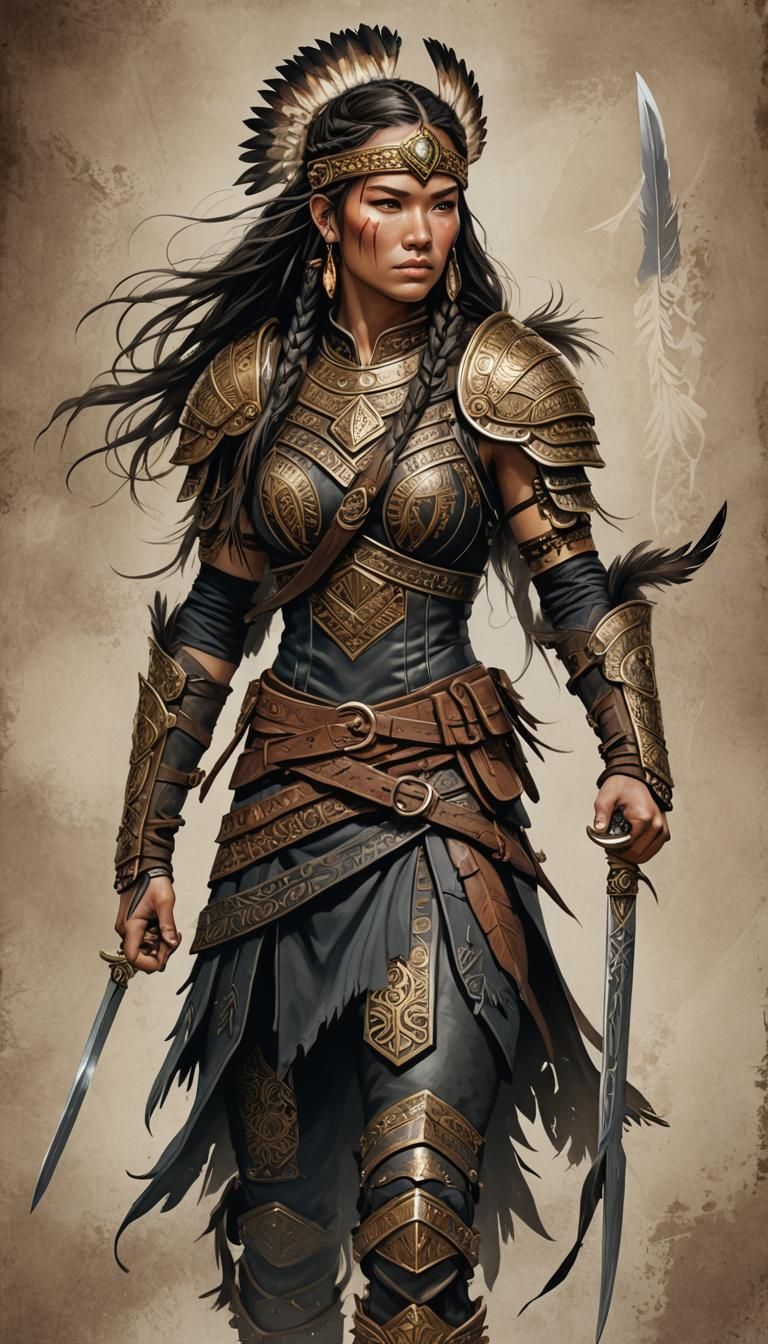 Nordic Warrior Woman in Southern Landscape