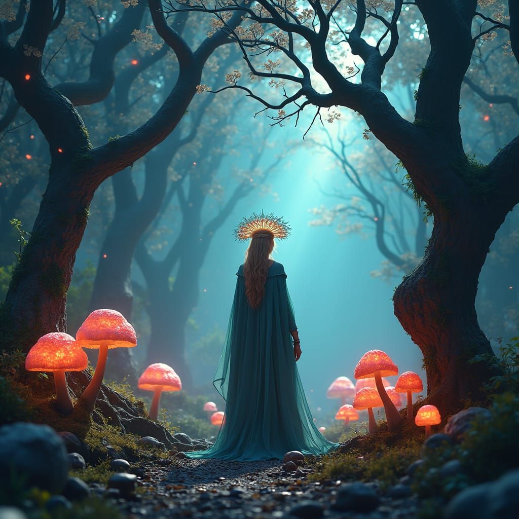 Celtic Warrior Queen in Mystical Forest