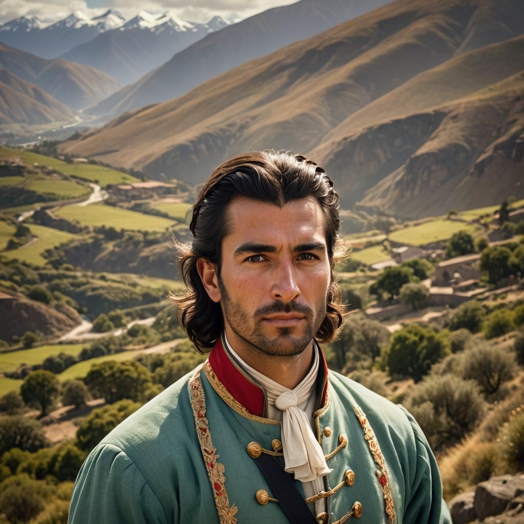 Chilean Man in 18th Century Colonial Portrait