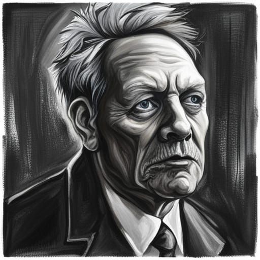 Scary Zombie Portrait in Film Noir Style