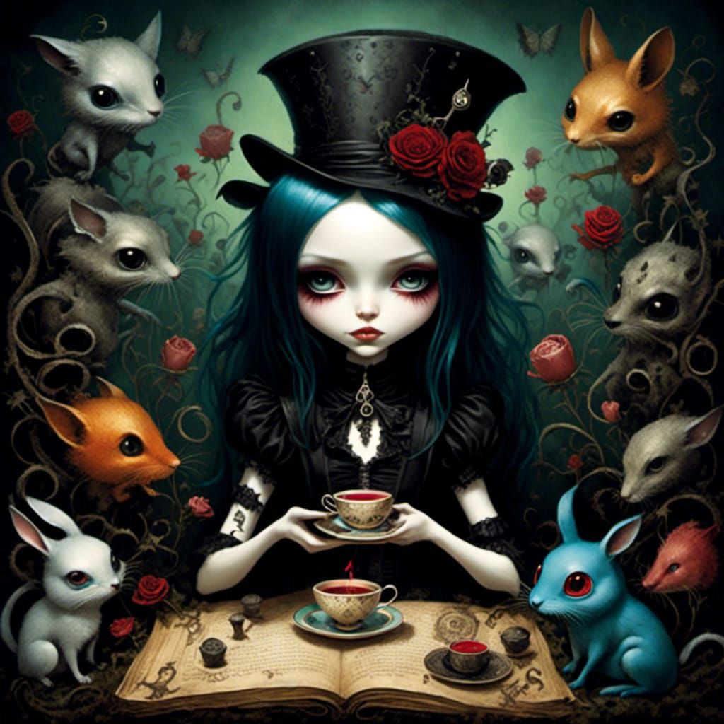 Goth Punk Alice in Wonderland, Art Brut Style