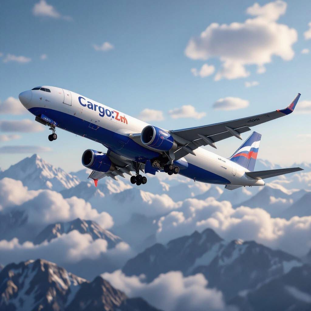 Cargo Plane Flying from Russia to Tajikistan