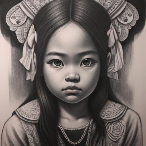 Hyperdetailed Charcoal Drawing of Bound Children