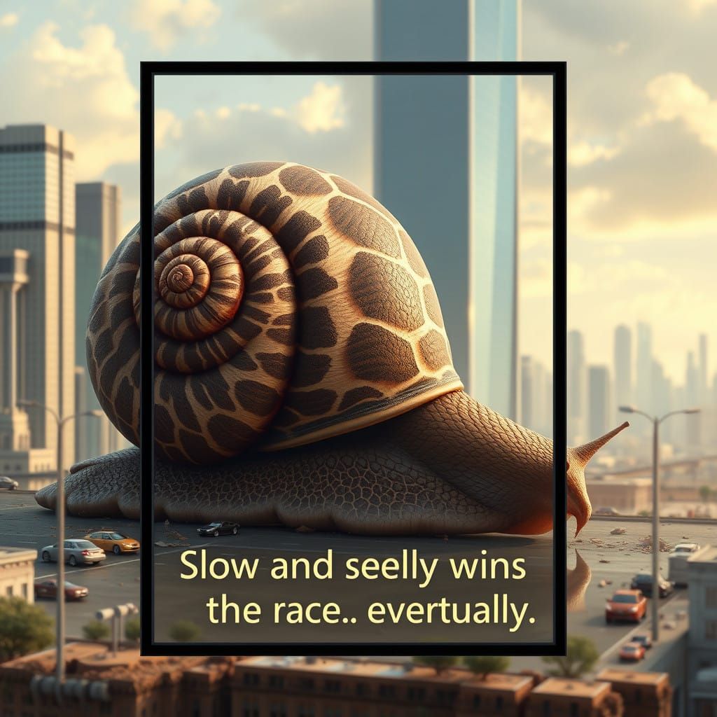 Giraffe-Snail Hybrid Hyperrealistic Painting in Whimsical St...