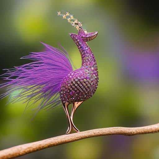 Strelitzia Woman with Rhinestone Hair in Surreal Scene