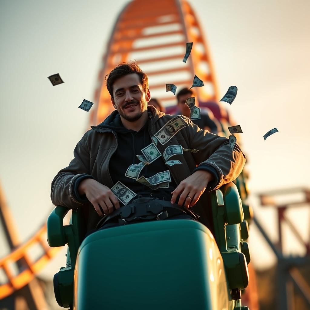 Rollercoaster Money Flight in Golden Hour