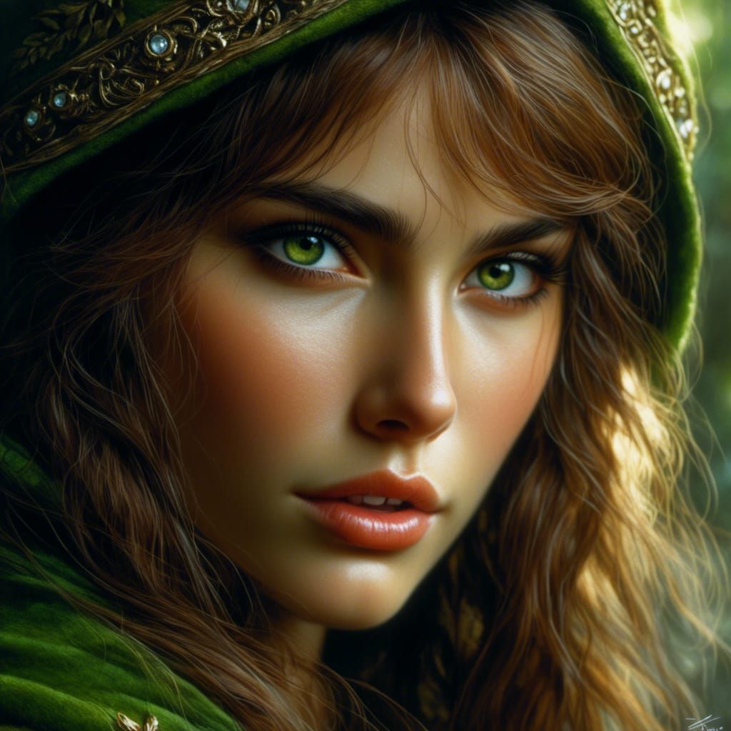 Beautiful Elf Woman in Hyperreal Portrait Style