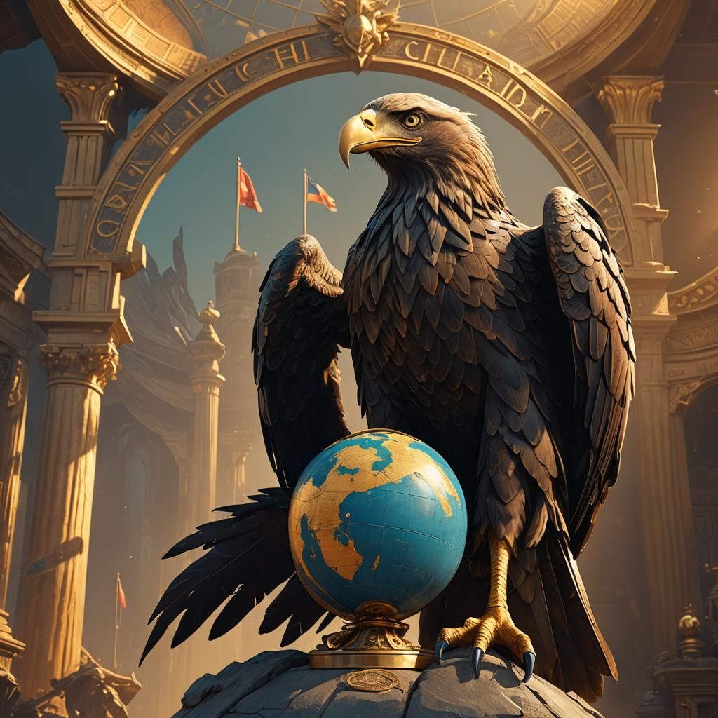 Regal Eagle Perched on Ancient Globe