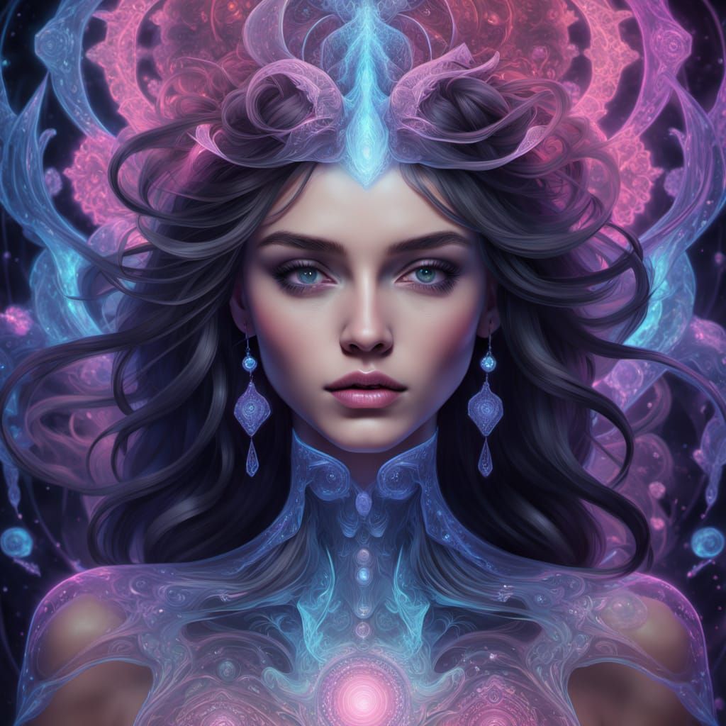 Feminine Angel of Death: Neo-Impressionist Portrait