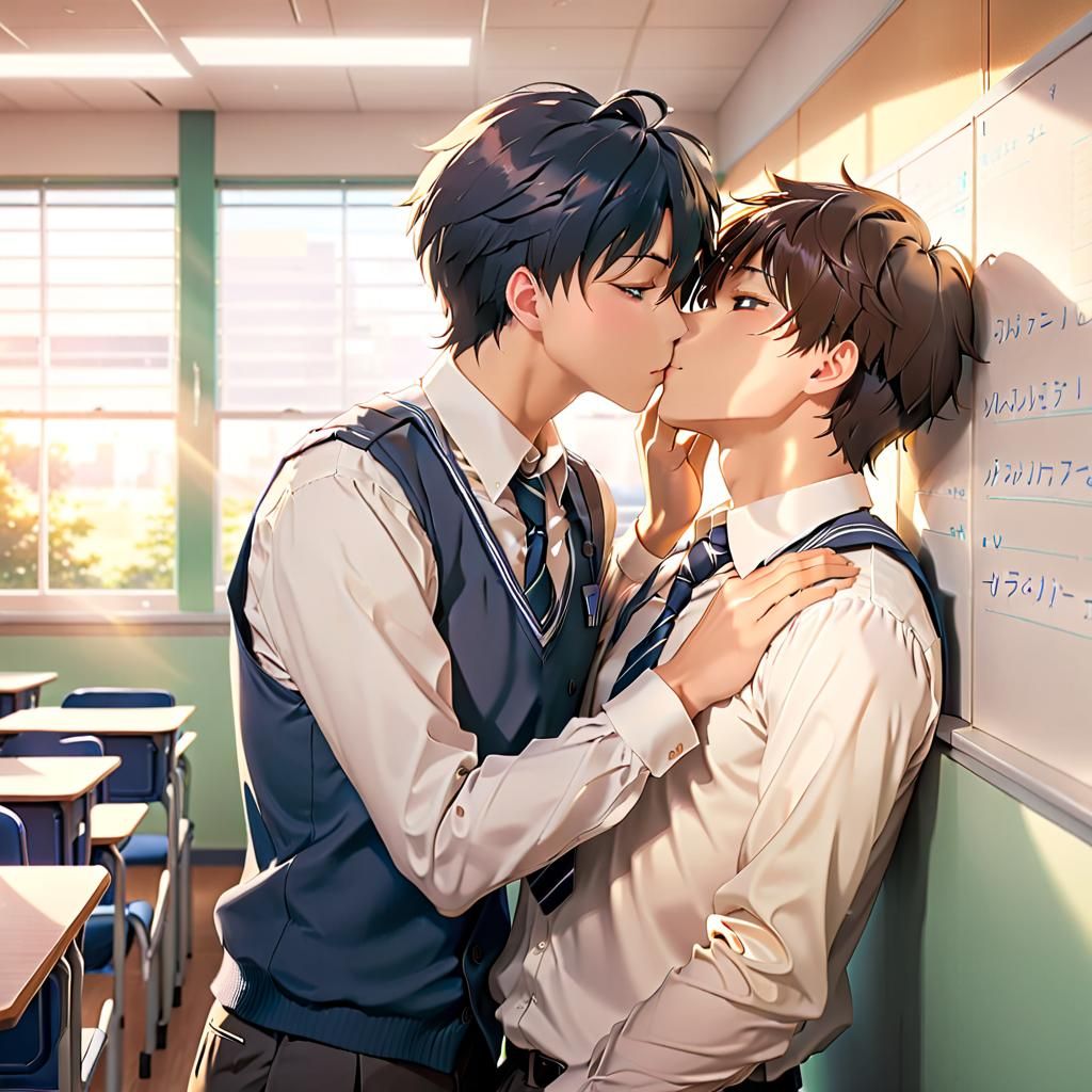 Passionate Kiss: Anime Bishonen in School Uniforms