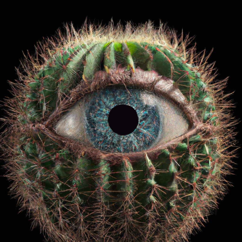 Photorealistic Cactus Eyeball Close-Up: An Arcane Masterpiec...