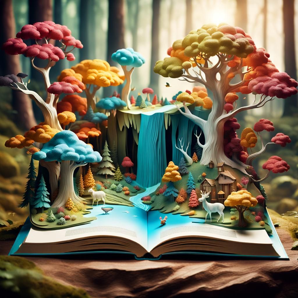 Fantasy Lands in Colorful 3D Pop-Up Book Scenes