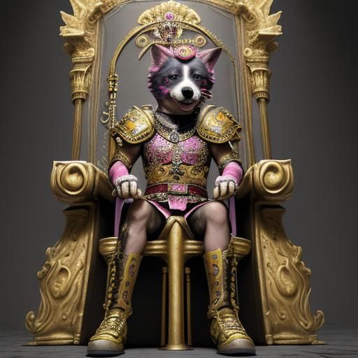 Cesar on Throne in Rome with Punk Dog