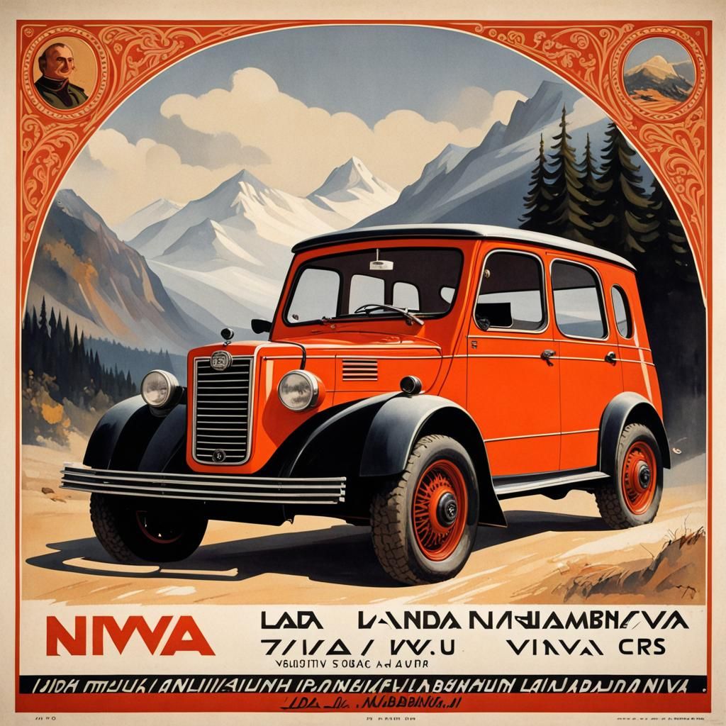Lada Niva Car: 1930s Russian Advertisement