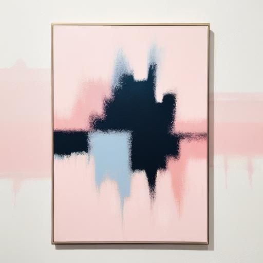 Abstract Painting in Pink, White and Navy Blue