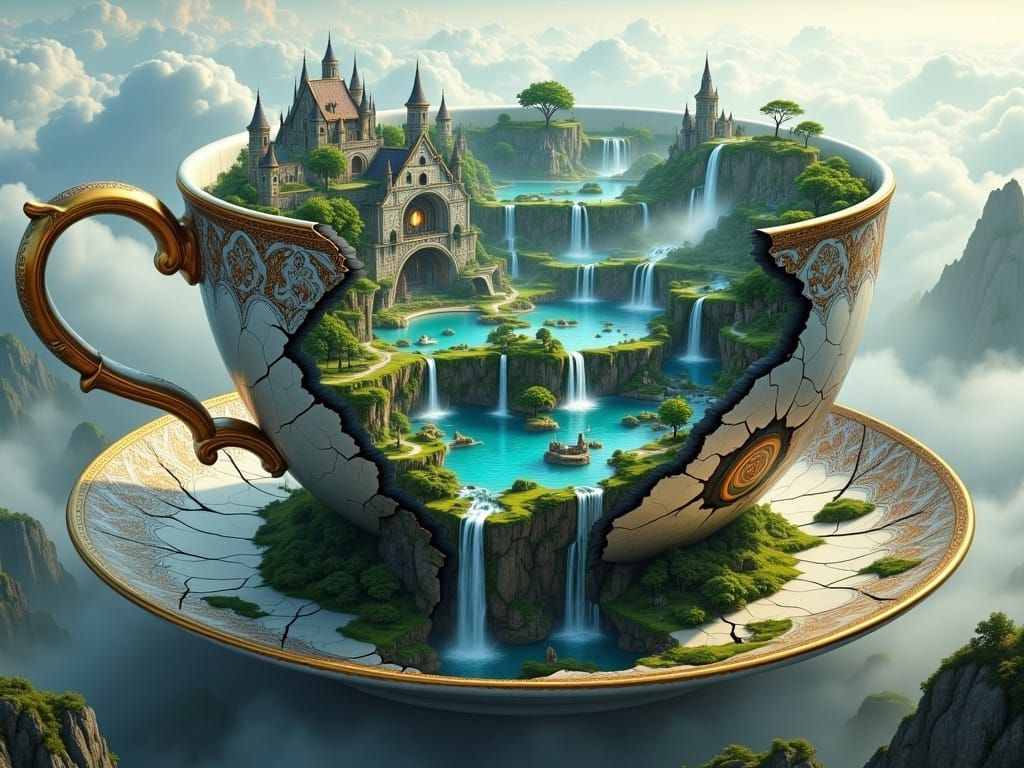 Fantasy Kingdom Inside a Broken Teacup