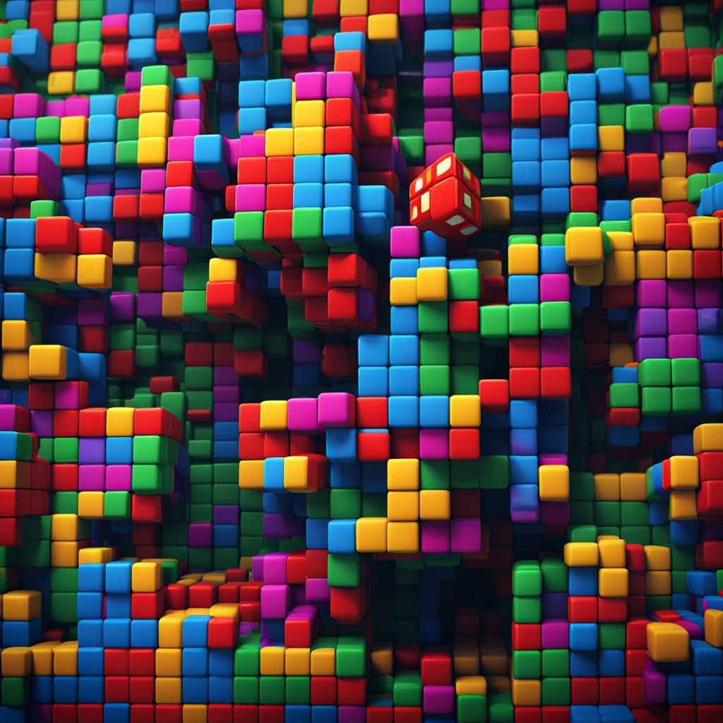 Rubik's Cube in a Colorful Square Room