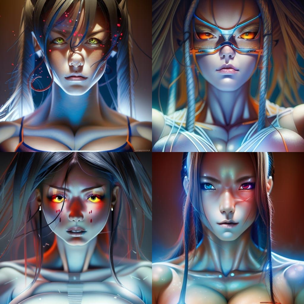 Anime Style Portrait of a Female Bodybuilder in Ekosuit