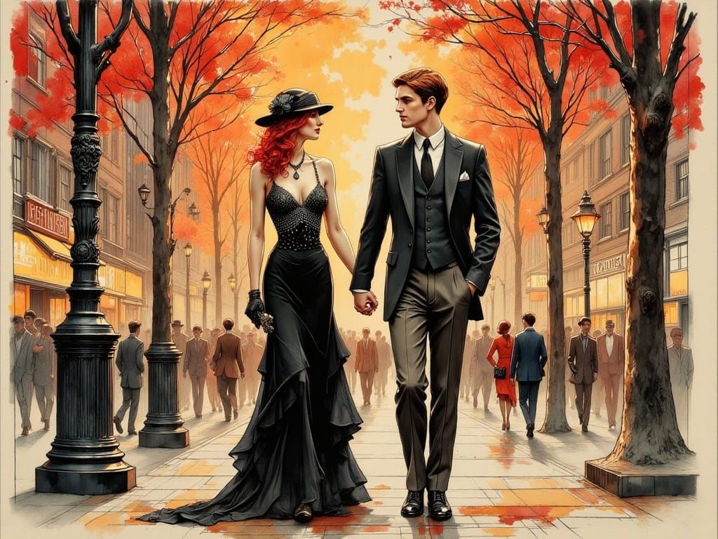 Broadway Couple in Art Deco Style