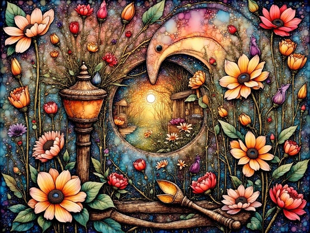 Intricate Surrealist Landscape in Meticulous Detail