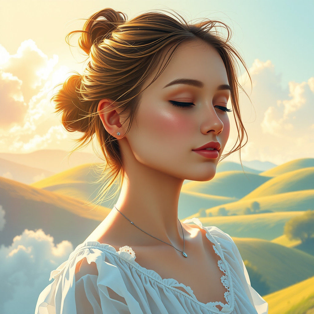 Dreamlike Woman in a Surrealist Landscape