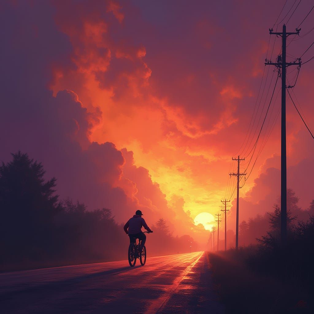 The road was glowing...  Like riding a bike straight into th...