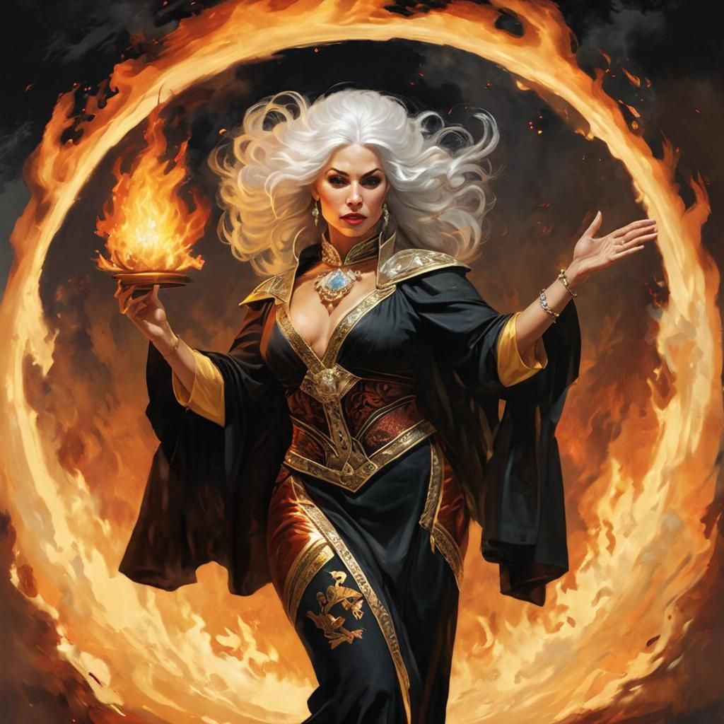 Latina Goddess Commands Firestorm, Pin-Up Style