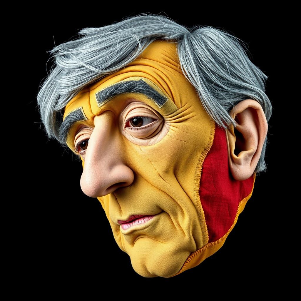 Abstract Sewn Cloth Portrait of a Man