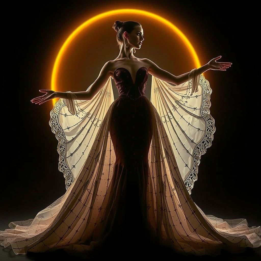 Ethereal Model in McQueen Gown with Backlit Glow