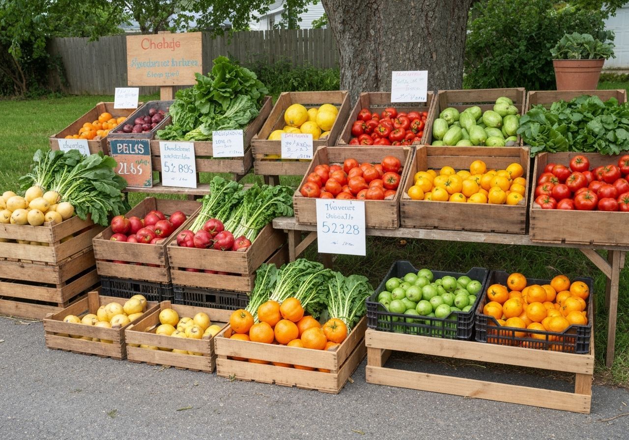 Rustic Roadside Produce Stand in Impressionist Style