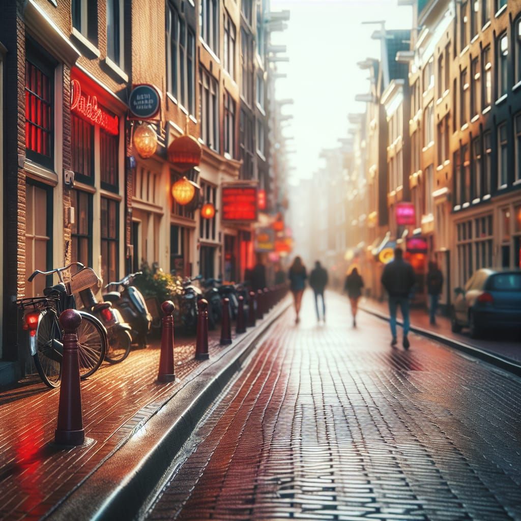 Amsterdam Red Light District in Sharp Focus