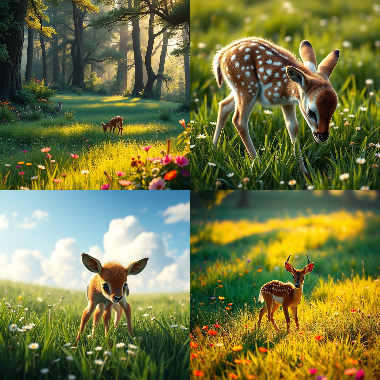 Baby Antelope Grazing: Detailed Fantasy Concept Art