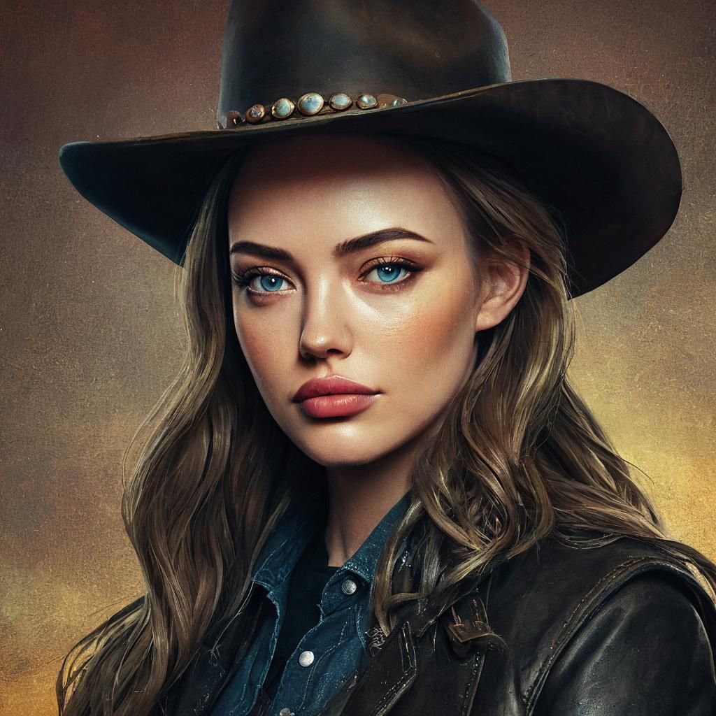 Cowgirl Portrait in Western Film Style