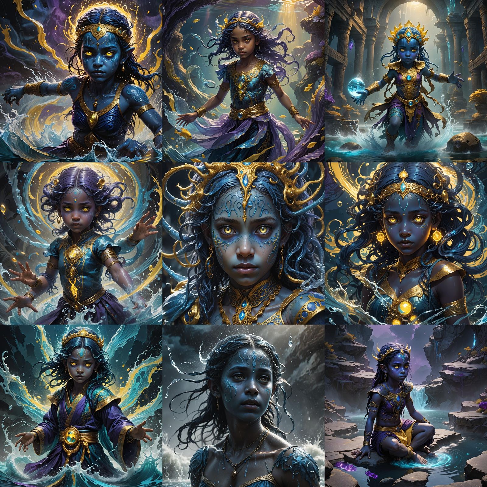 Water Djinn Child: Dark Fantasy Art