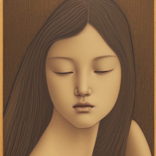 Voluptuous Woman with Alluring Stare in Art Nouveau Style