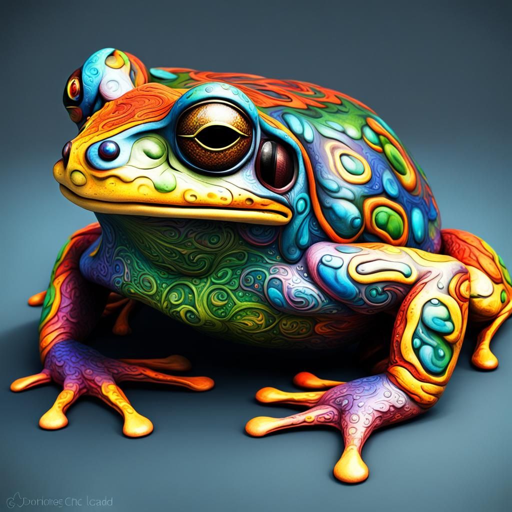 Intensely Detailed Anthropomorphic Frog in Modern Art Style