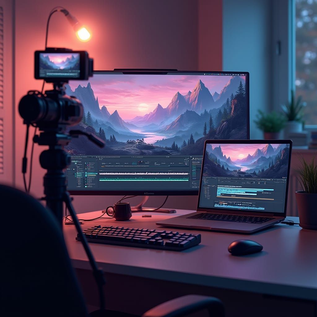 Ethereal Video Editing Studio in Pastel Hues