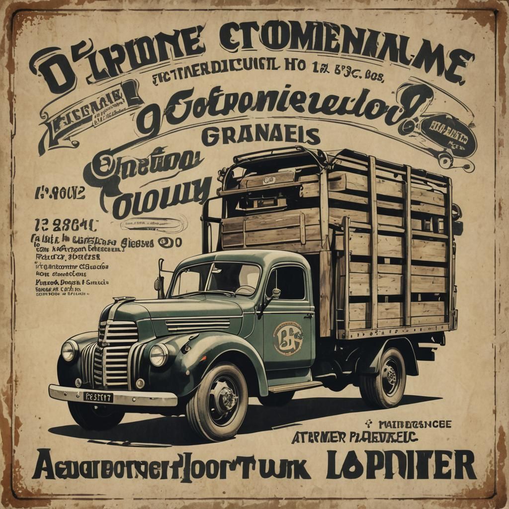 Vintage Advertising Poster of an Oldtimer Truck